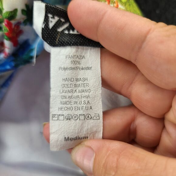 Fantazia Womens Blouse Multi-Color Size Medium 100% Polyester 3/4 Sleeve - Picture 7 of 11